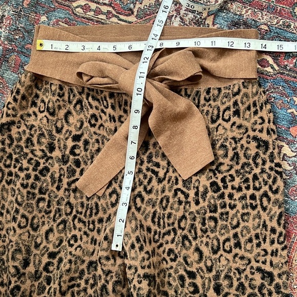 Anthropologie Moth Tan Animal Print Wide Leg Wool Blend Knit Pants Med sweater - Picture 4 of 7